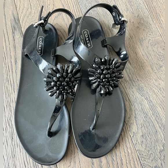 Coach black jelly sandals- - Picture 1 of 5